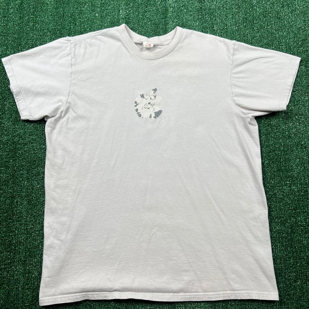 Vintage Hanes Apple Center Logo Distressed T-Shirt Mens XL Gray Early iPhone Y2K - Picture 4 of 9